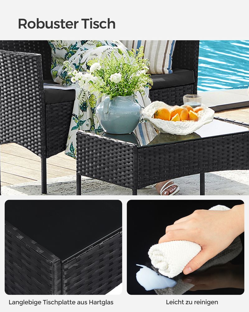 Tuinset met Rattanlook - Balkonset - Tuinstoelen met Tafeltje