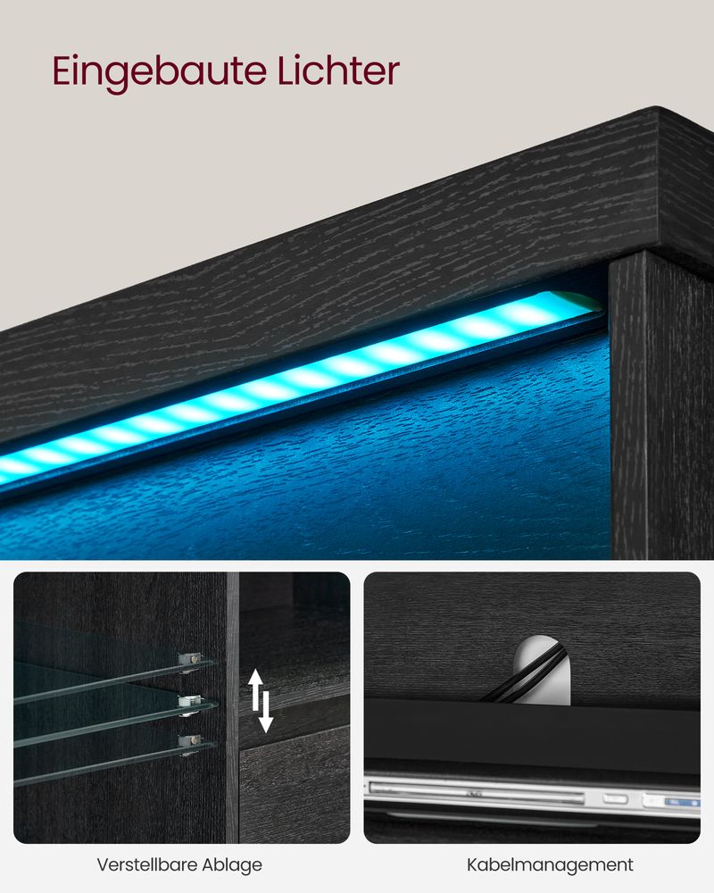 TV-meubel met LED-verlichting en verstelbare opbergruimte