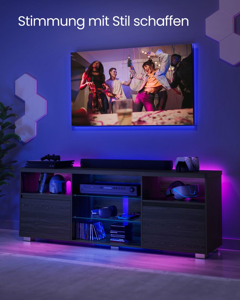 TV-meubel met LED-verlichting en verstelbare opbergruimte