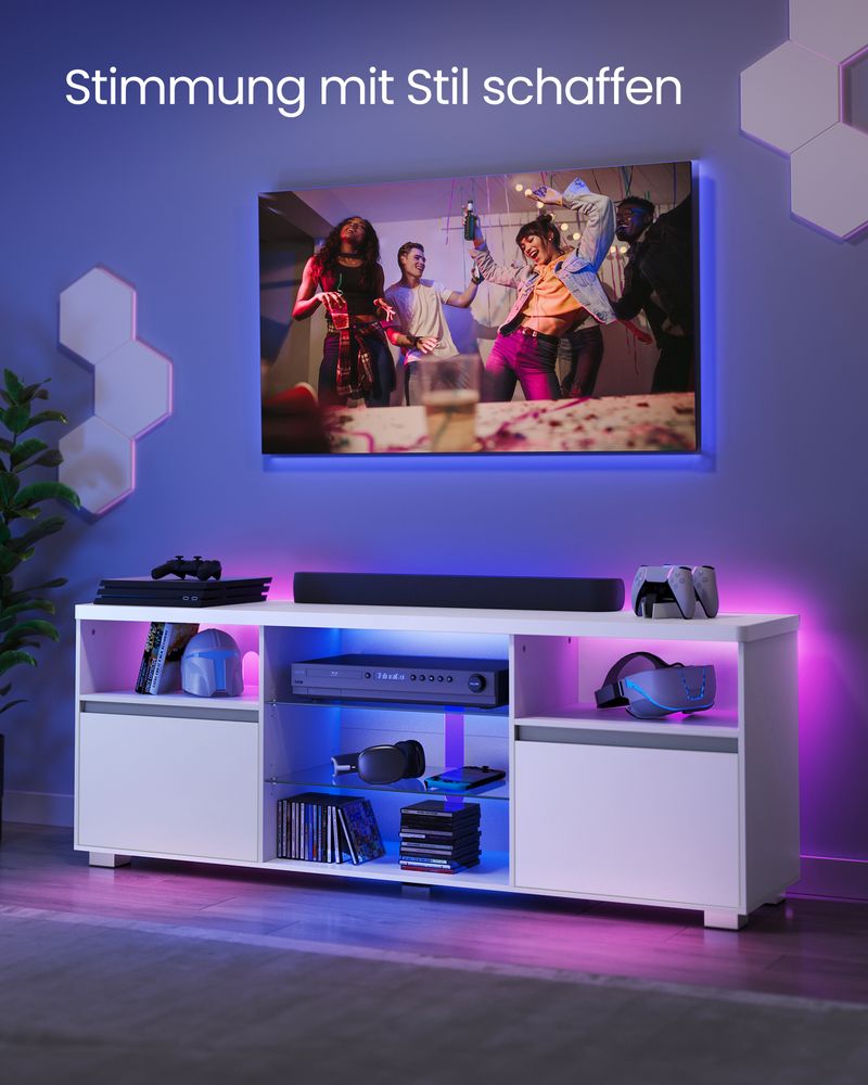 TV-meubel met LED-verlichting en verstelbare opbergruimte