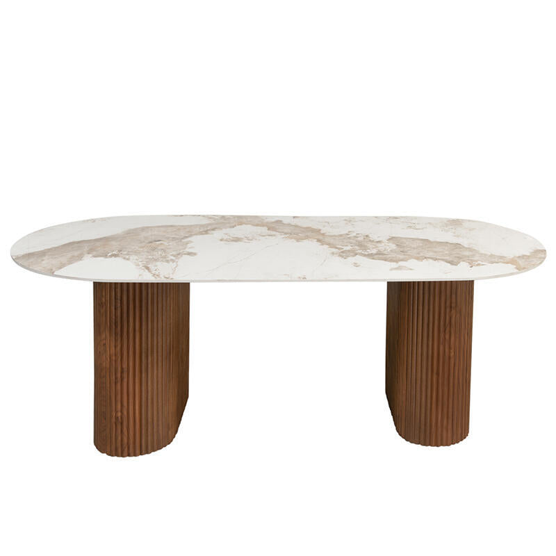 Urban Chique Eettafel – Keramisch Marmer – 220 x 100 x 76 cm – Modern Design – Functioneel En Tijdloos