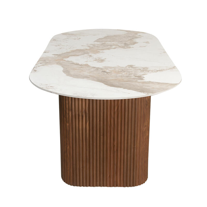 Urban Chique Eettafel – Keramisch Marmer – 220 x 100 x 76 cm – Modern Design – Functioneel En Tijdloos