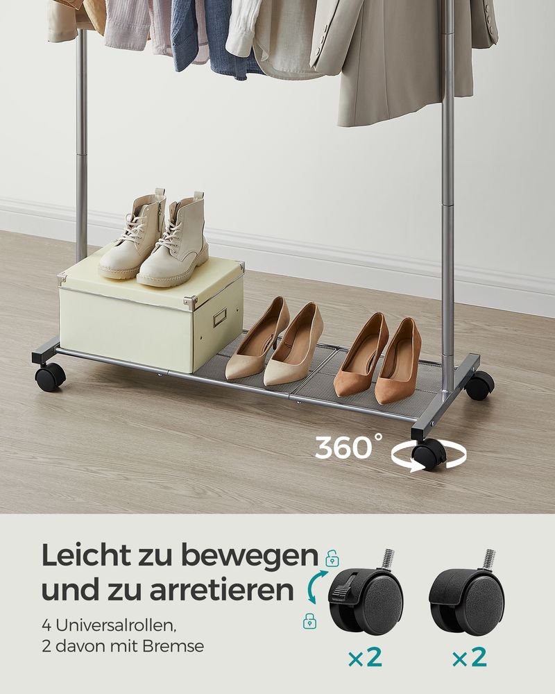 Verrijdbare Kledingrek met Groot Draagvermogen - Praktisch & Veelzijdig