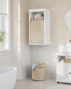 Wandkast voor de Badkamer – Wit & Natuurlijk Beige – 30 x 40 x 80 cm