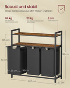 Wasmand en 2 Opbergplanken - Ideaal voor Wasgoed en Badaccessoires