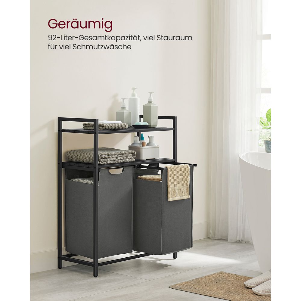 Wasmand en 2 Opbergplanken - Ideaal voor Wasgoed en Badaccessoires