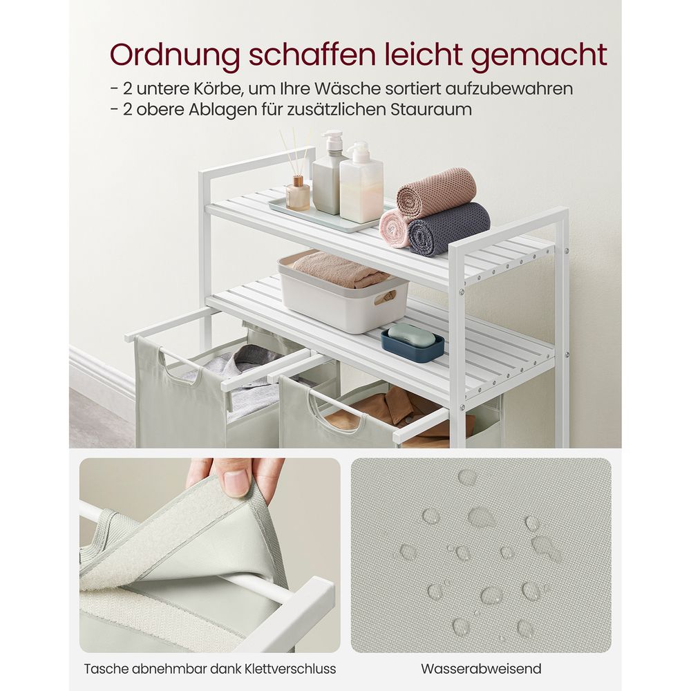 Wasmand en 2 Opbergplanken - Ideaal voor Wasgoed en Badaccessoires
