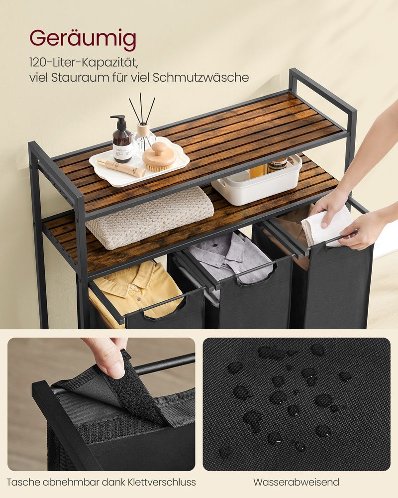 Wasmand en 2 Opbergplanken - Ideaal voor Wasgoed en Badaccessoires