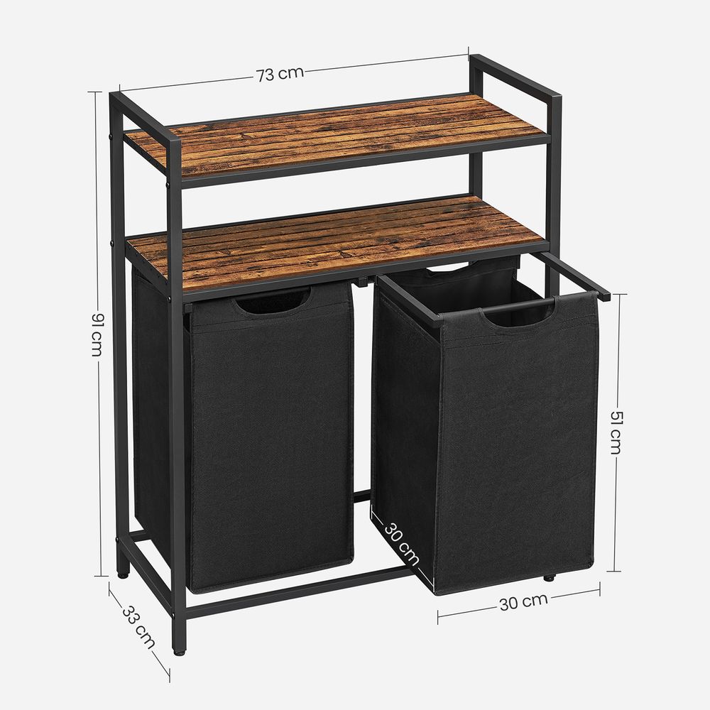 Wasmand en 2 Opbergplanken - Ideaal voor Wasgoed en Badaccessoires