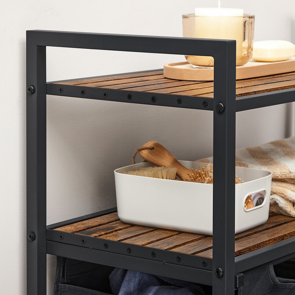 Wasmand en 2 Opbergplanken - Ideaal voor Wasgoed en Badaccessoires