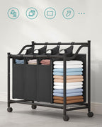 Wasmand met 4 Afneembare Zakken - Wasverzamelaar - met Wieltjes - Wasscheiding