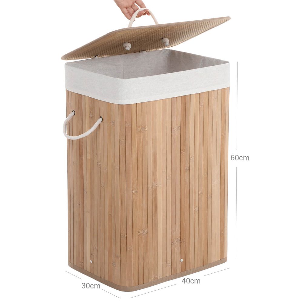 Wasmand van Bamboe – Opvouwbare Wasbox met Uitneembare Waszak