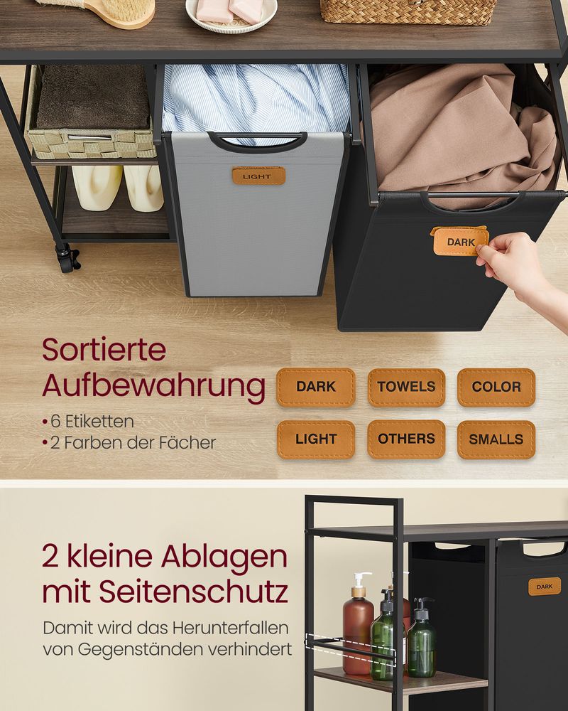 Wasmand Wagen 2 x 50L - Wasmand met Wieltjes