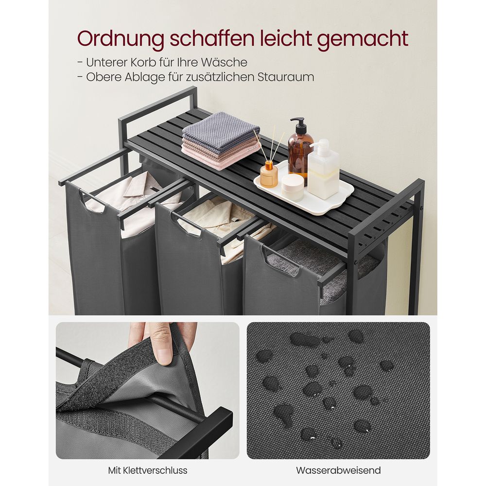 Wassorteerder met Handige Wasmanden - Wastrolley met Opbergrek - Praktische Organizer voor de Wasruimte