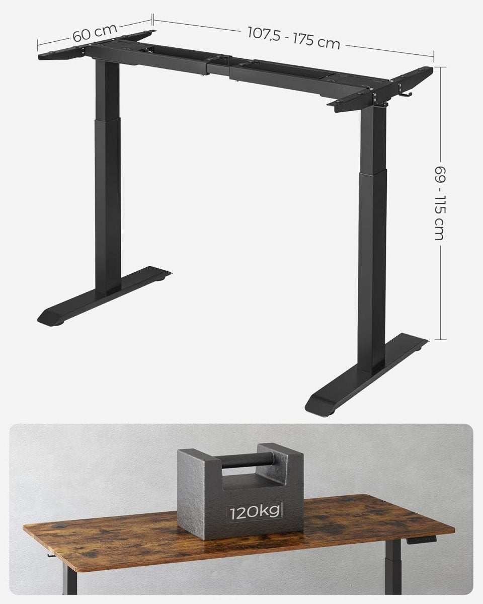 Zit Sta Bureau Frame – Elektrisch Onderstel – Hoog Laag – Met Wieltjes