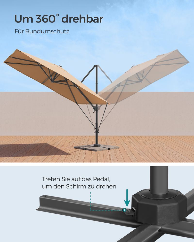 Zweefparasol 270 x 270 cm - Compleet Verstelbaar en 360° draaibaar