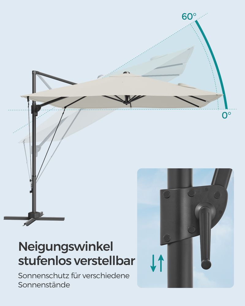 Zweefparasol 270 x 270 cm - Compleet Verstelbaar en 360° draaibaar