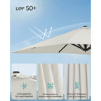 Zweefparasol 290 x 290 cm – 360° Draaibaar – Verstelbare Hellingshoek – UPF 50+ – Met Standaard En Beschermhoes