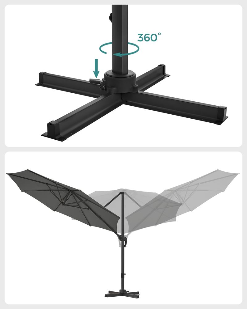 Zweefparasol Ø300 cm – Verstelbaar & UV-bescherming - 360° draaibaar